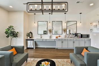 A living room with couches and a coffee table